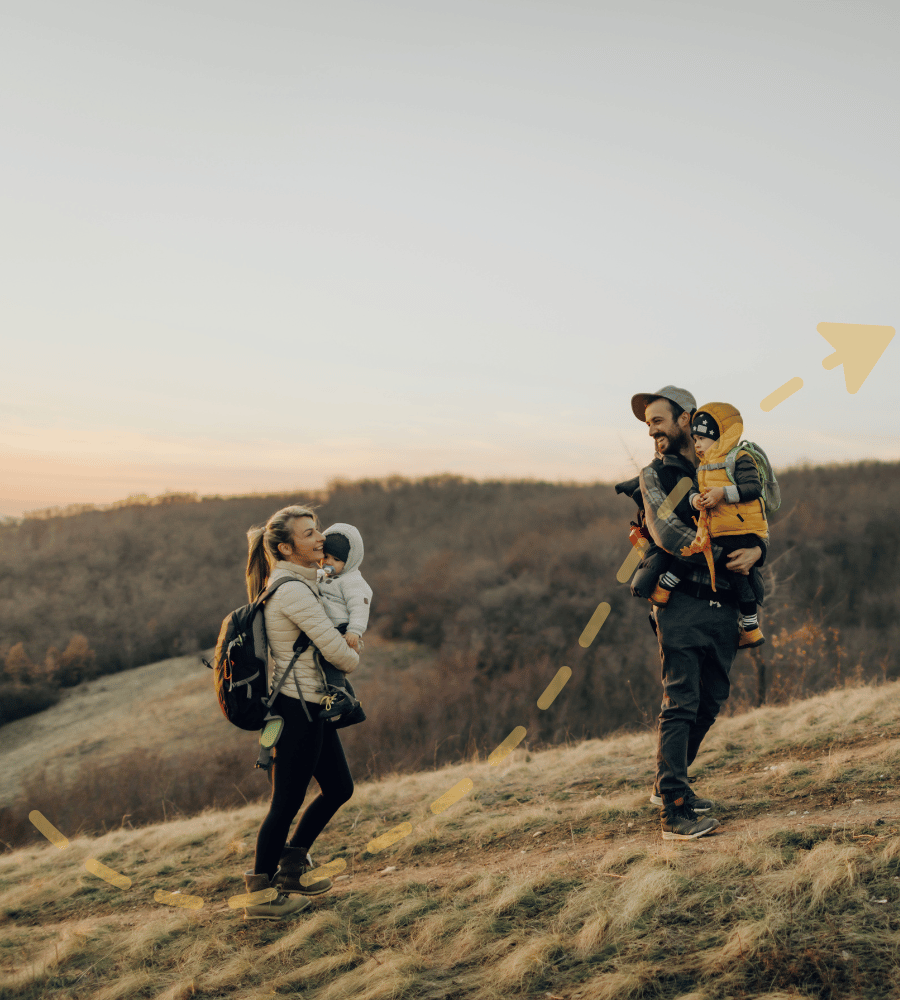 family-hiking-in-forest